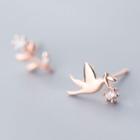 925 Sterling Silver Dove Rhinestone Earring