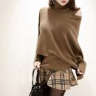 Set: Round-neck Knit Top + Turtle-neck Sleeveless Knit Top