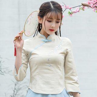 Embroidered 3/4-sleeve Hanfu Top