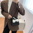 Mini Faux Pearl Tweed Crossbody Bag