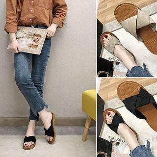 Cross-band Slide Sandals Black - 36