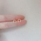 Sterling Silver Rhinestone Stud Earring 1 Pair - Eh0574 - Blue - One Size