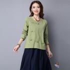 Long-sleeve Chinese Button Blouse