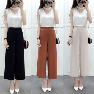 Wide Leg Plain Pants