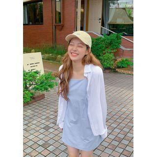 Long-sleeve Textured Shirt & Cami Set
