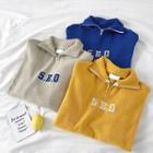 Lettering Zip Mock-neck Long-sleeve Sweater