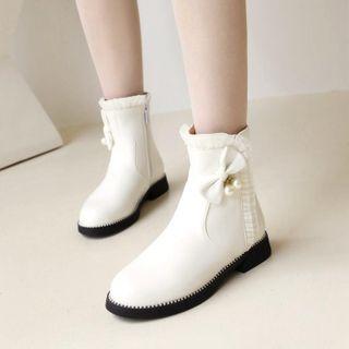 Bow Lace Trim Short Boots
