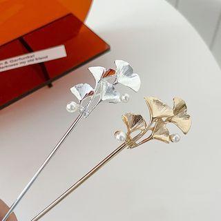 Leaf Faux Pearl Alloy Hair Stick