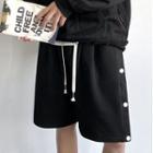 Leopard Print Trim Wide Leg Shorts