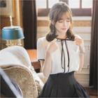Tie-neck Contrast-trim Blouse
