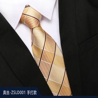 Genuine Silk Plaid Neck Tie Zsld001 - Yellow - One Size