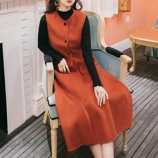 Sleeveless Midi A-line Dress / Crop Jacket