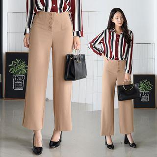 Button-fly Wide-leg Dress Pants