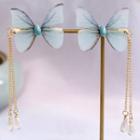 Wedding Butterfly Hair Pin Blue - One Size