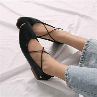 Cross-strap Pleather Flats