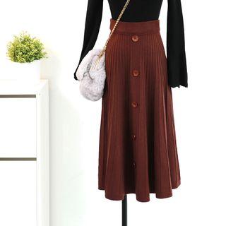 Buttoned Maxi Knit Skirt