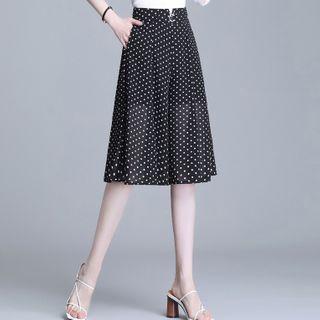 Dotted Capri Wide Leg Chiffon Pants