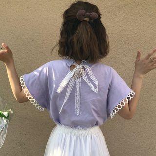 Short-sleeve Perforated Trim Top