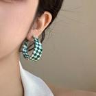 Check Glaze Open Hoop Earring 1 Pair - Check - Green & White - One Size