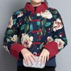 Printed Frog-button Padded Jacket