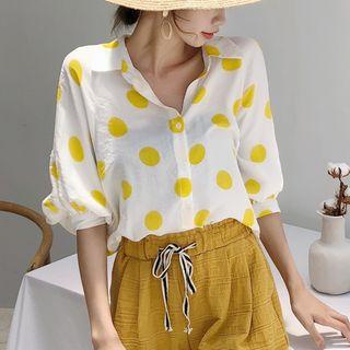 Spot Print Elbow-sleeve Shirt