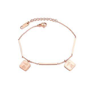 Simple And Elegant Plated Rose Gold Geometric Square Flower 316l Stainless Steel Bracelet Rose Gold - One Size