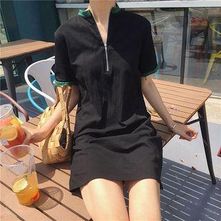Piped Short-sleeve T-shirt Dress