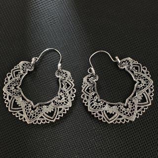 Alloy Retro Perforated Hoop Earring One Size - One Size