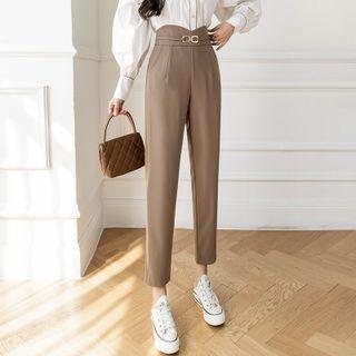 High Waist Belted Straight Leg Pants