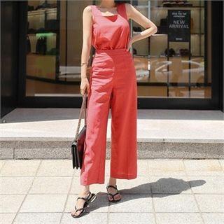 Set: Linen Blend Tank Top + Dress Pants