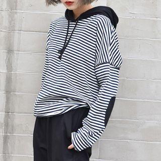 Striped Elbow Patch Hoodie