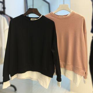 Mock Two-piece Colored Panel Sweatshirt