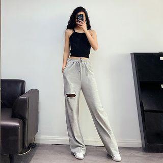 Cutout High-waist Wide Pants