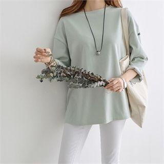 Round-neck Loose-fit T-shirt Mint Green - One Size