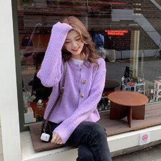 Ribbed Cardigan Purple - One Size