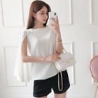 Faux-pearl Trim Cape Blouse