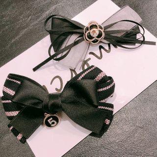 Bow Striped Camellia Hair Clip
