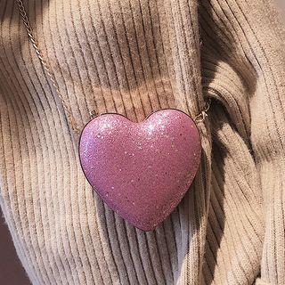 Glitter Heart Box Crossbody Bag