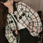 Plaid Button Jacket Jacket - One Size