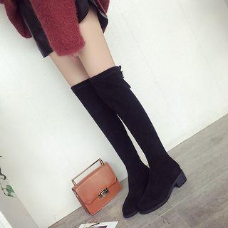 Faux Suede Over-the-knee Block Heel Boots