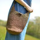 Toggle-button Woven Cross Bag