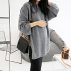 Oversized Long Knit Top Gray - One Size