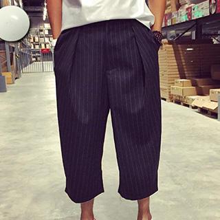 Striped Cropped Wide-leg Pants