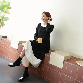 Two-tone Long Pleat Dress