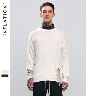 Couple Oversized Distressed Knit Sweater