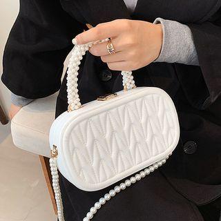 Quilted Faux Pearl Mini Box Bag