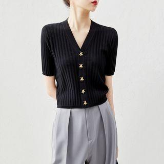 Short-sleeve Star Pattern Knit Top