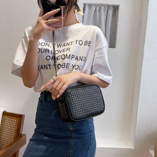 Rivet Faux Leather Crossbody Bag