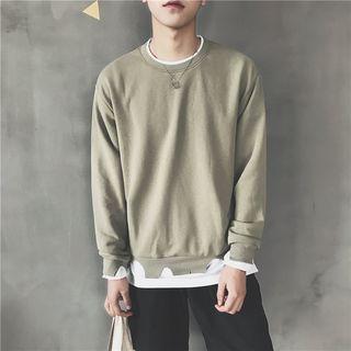 Mock Two-piece Ripped Sweatshirt