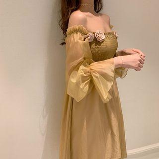 Flower Accent Off-shoulder Dress
